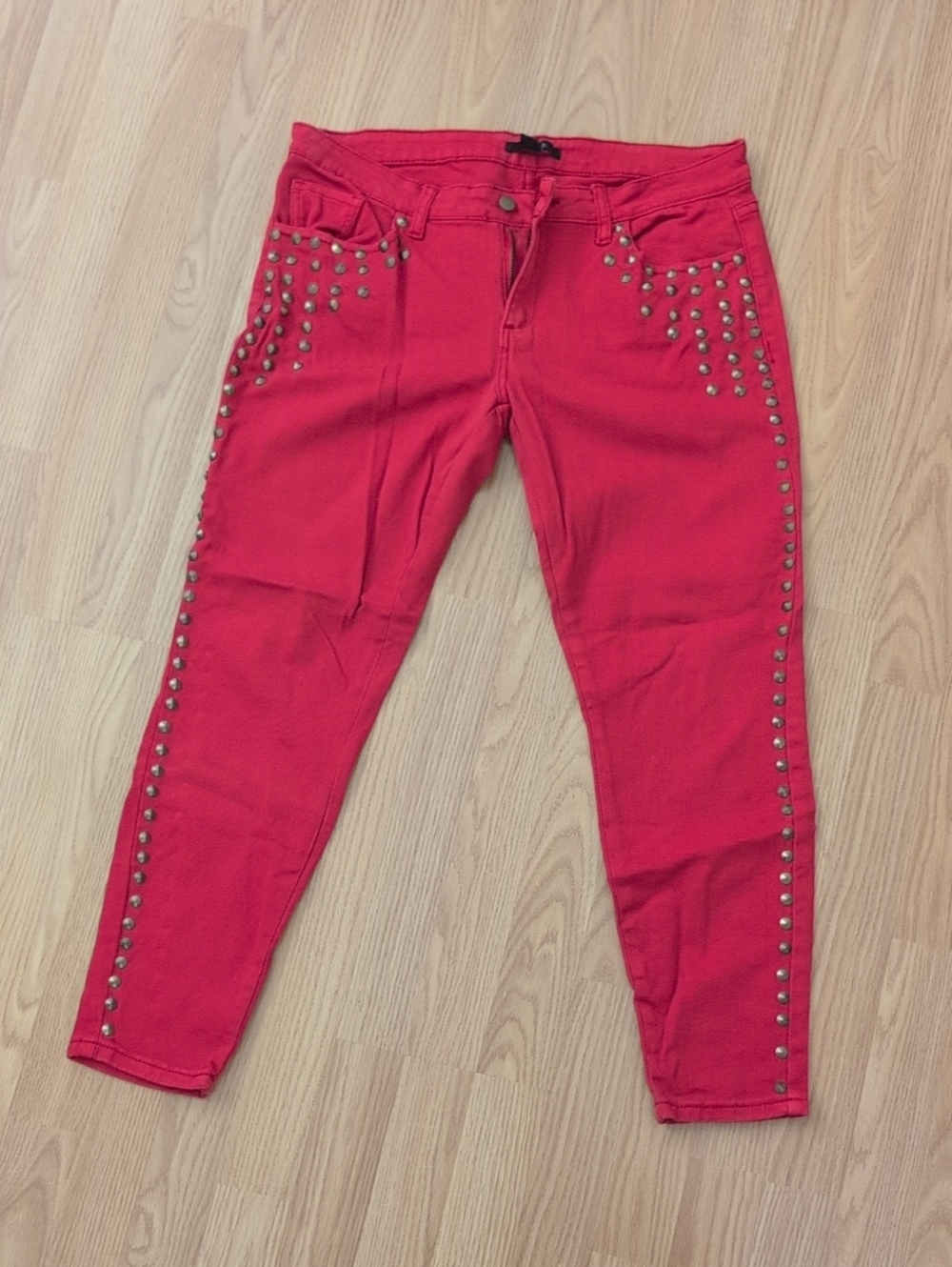 Forever 21 Red Studded Jeans